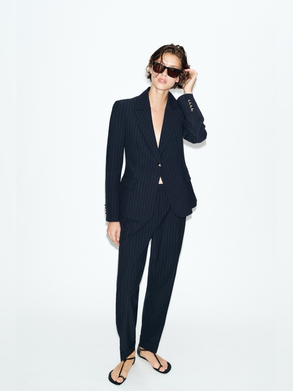 Zara Basic  Pinstripe set Lined Jacket🪻
